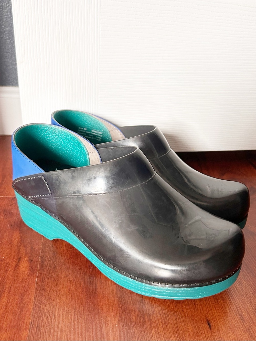 Dansko Professional Black & Blue Translucent Clogs - Sz 38 EU- US 7.5-8